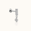 Rectangle Bar Dangle CZ Threadless Labret Titanium Flat Back Earring