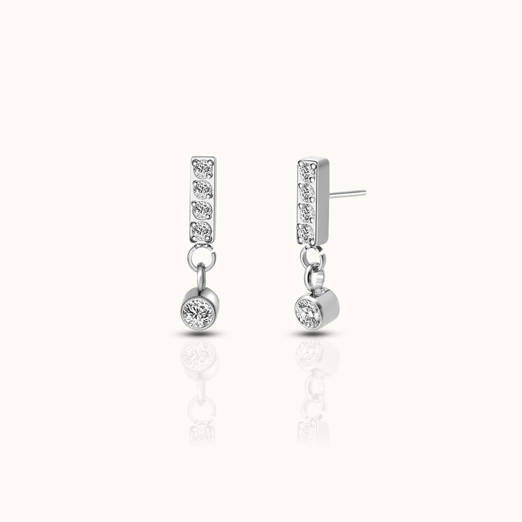 Rectangle Bar Dangle CZ Threadless Labret Titanium Flat Back Earring
