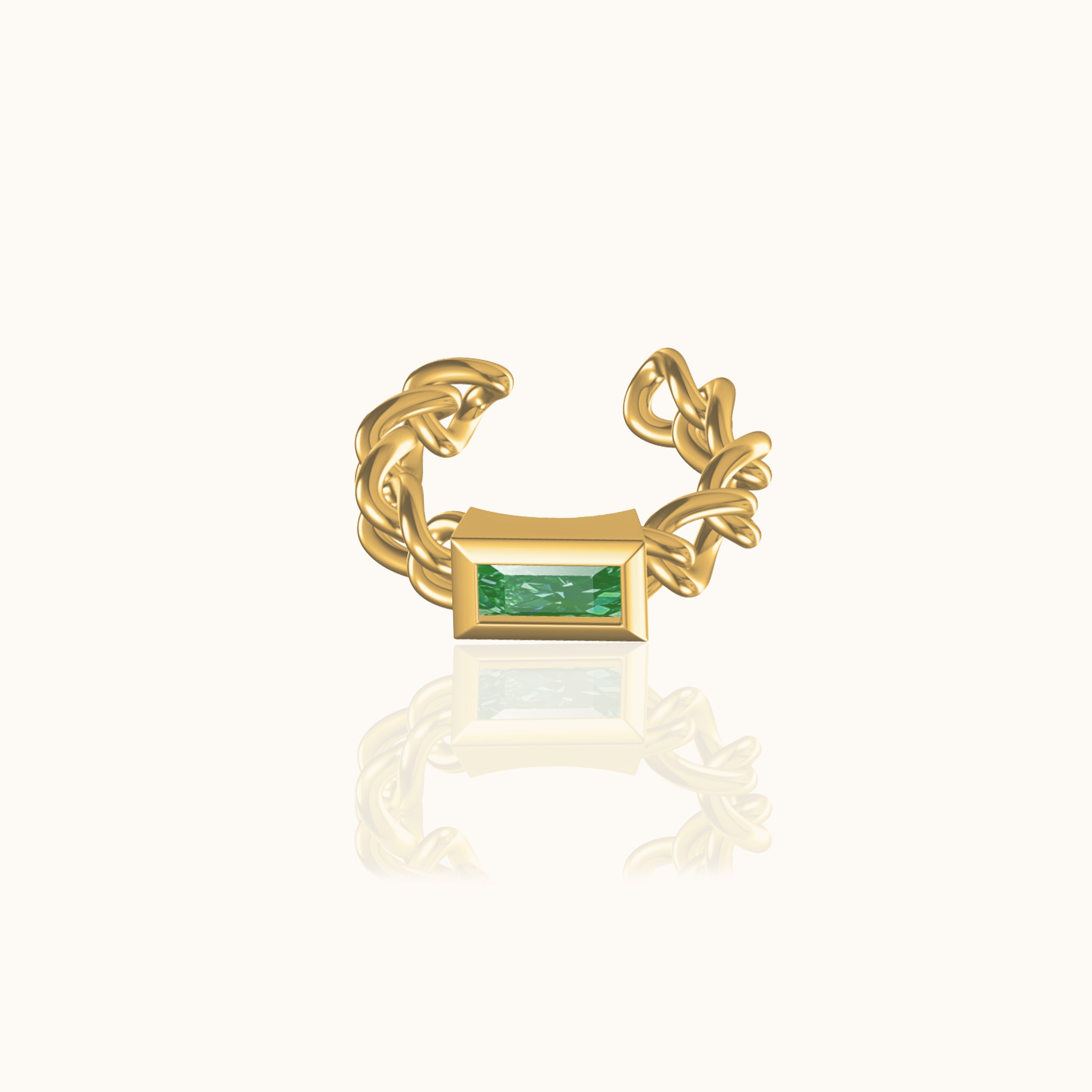 Single Green CZ Ear Cuff