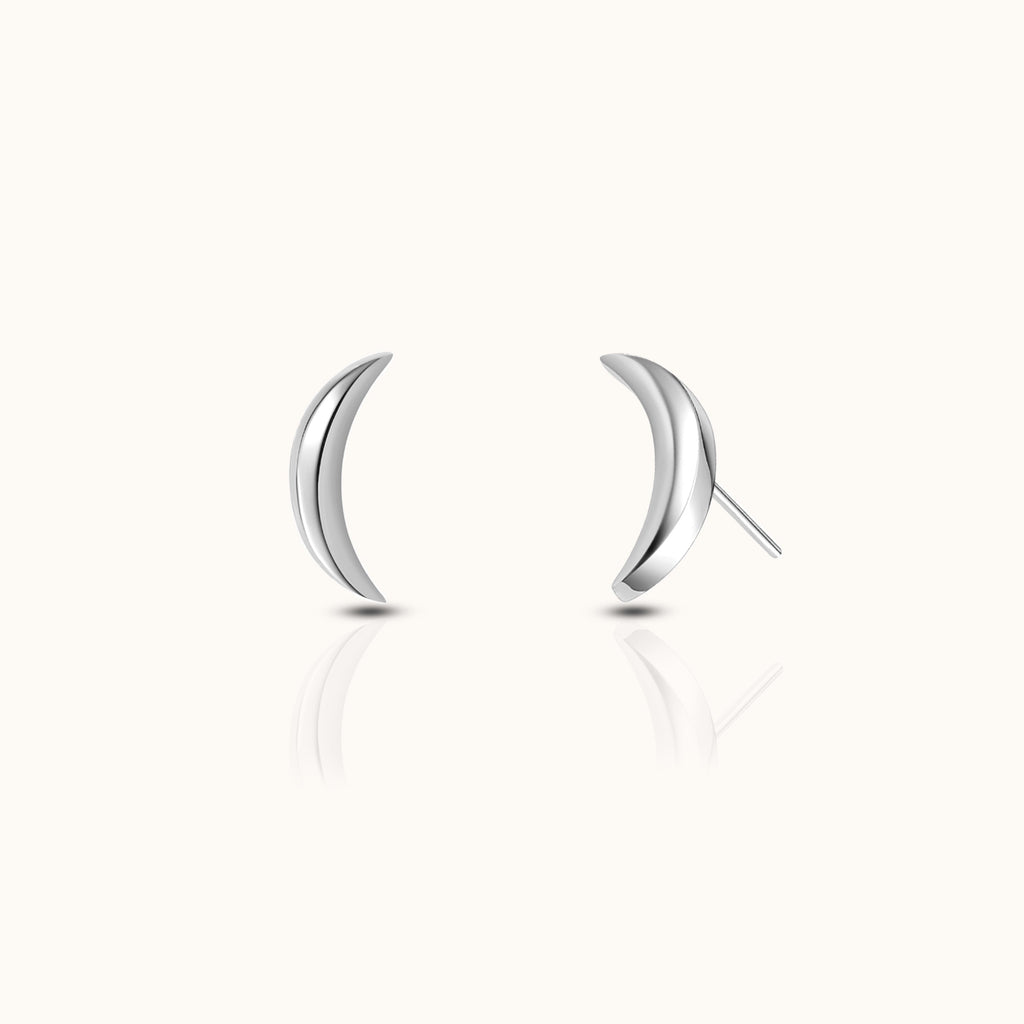 Sleek Crescent Moon Threadless Labret Titanium Flat Back Earring