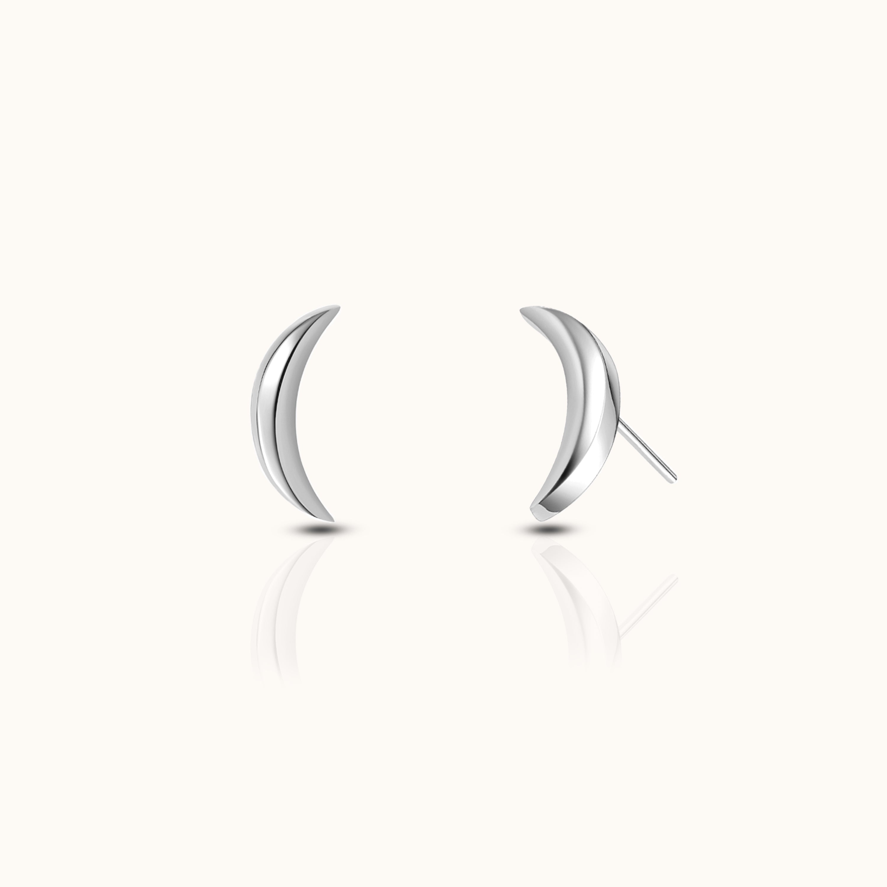 Sleek Crescent Moon Threadless Labret Titanium Flat Back Earring