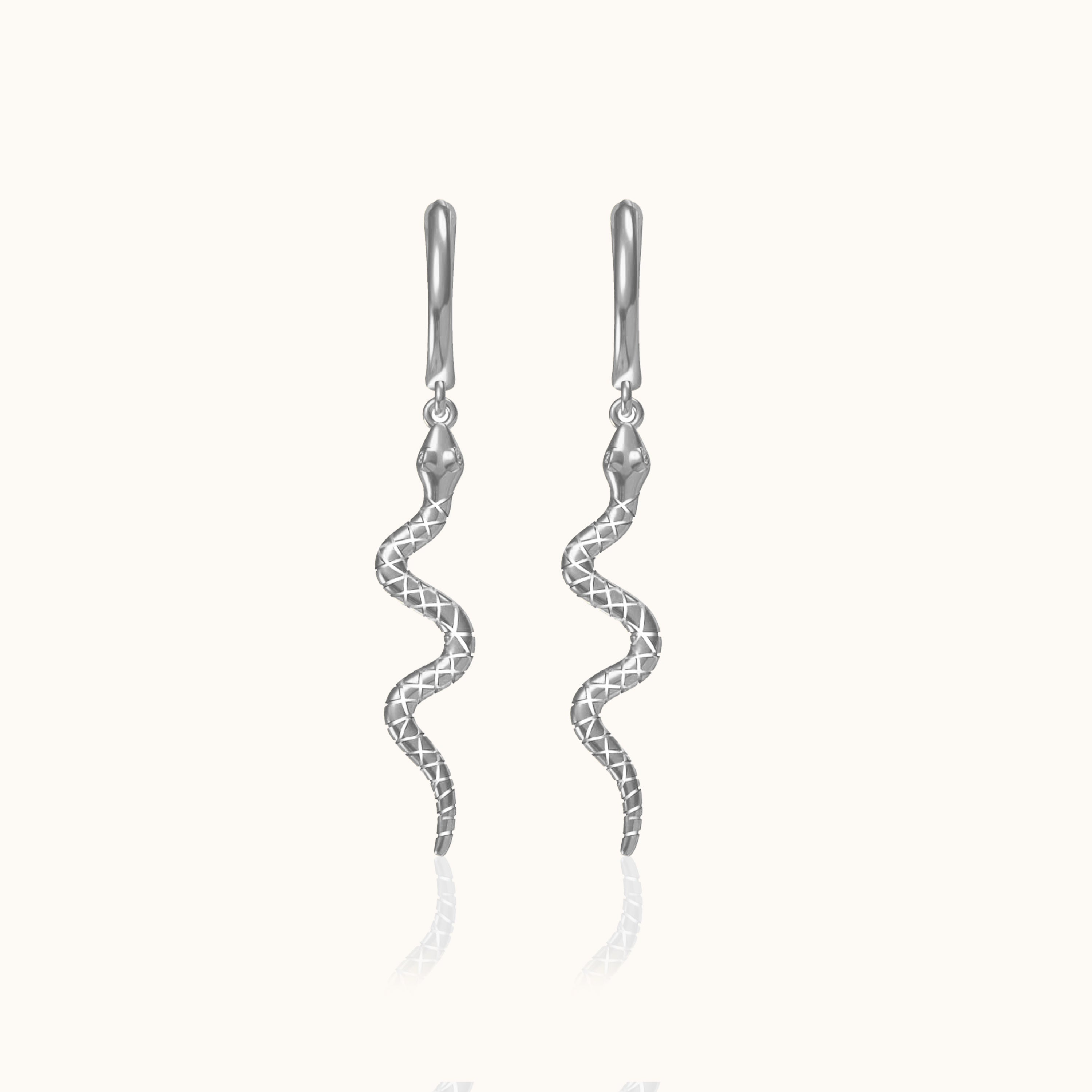 Snake Dangle Huggie Hoop Earrings