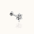 Snowflake White CZ Threadless Labret Titanium Flat Back Earring