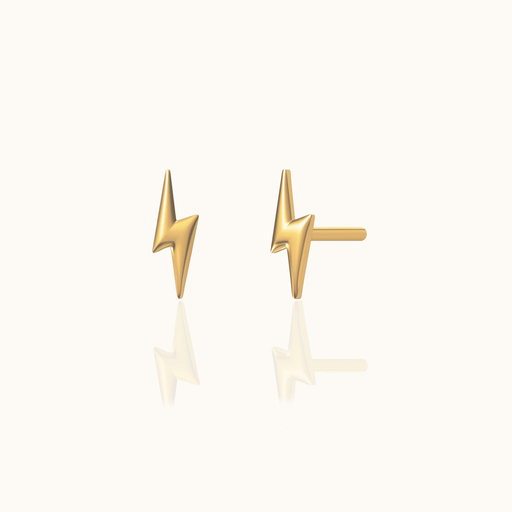 Tiny Lightning Bolt Stud Earrings