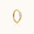 Tri Square CZ Clicker Titanium PVD Gold Hinged Hoop Earring