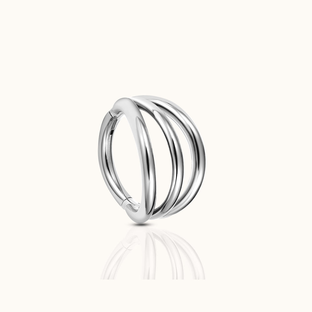 Triple Circle Geometric Clicker Titanium Hinged Hoop Earring