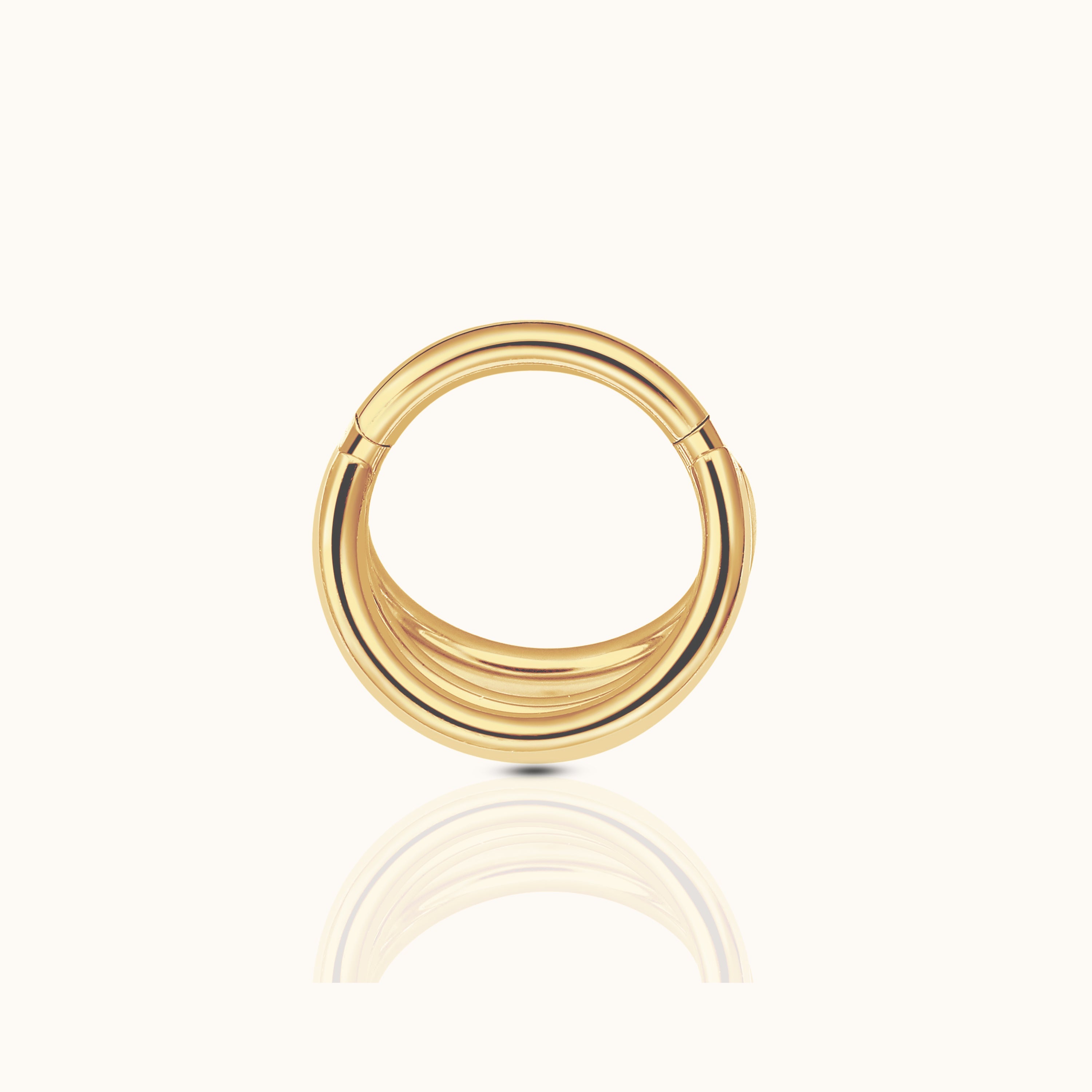 Triple Circle Geometric Clicker Titanium PVD Gold Hinged Hoop Earring