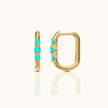 Turquoise Rectangle Square U Shape Hoop Earrings