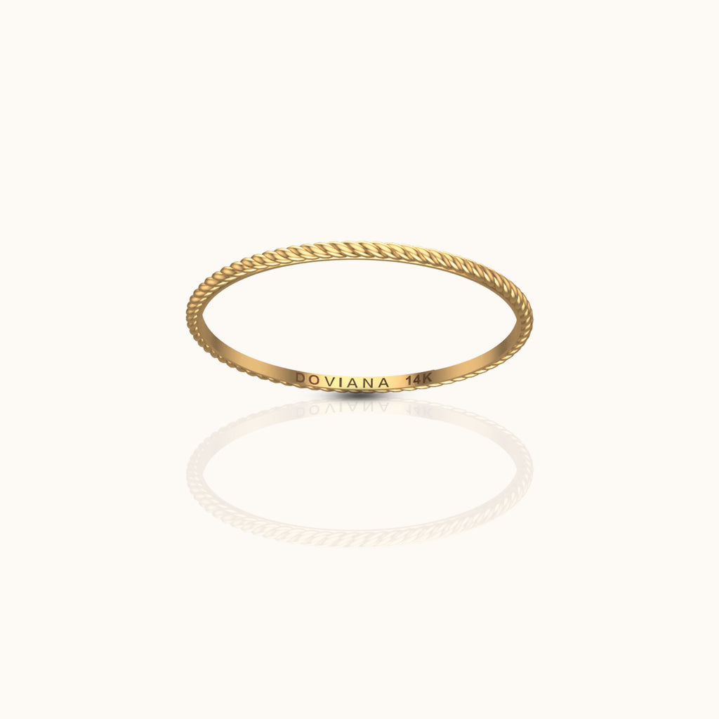 14K Solid Gold Twisted Rope Ring