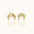 Croissant Dainty CZ Dome Stud Earrings