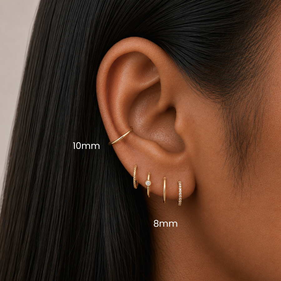 Classic Clicker 8mm Titanium PVD Plating Hinged Hoop Earring