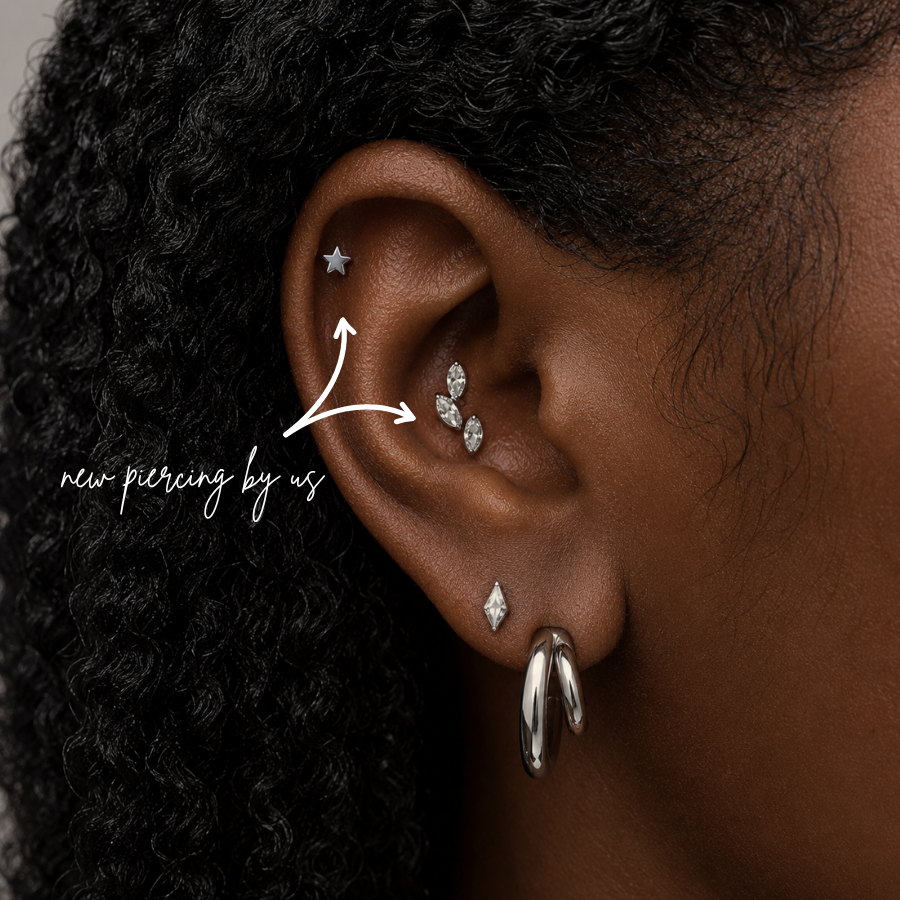 Petite Star Threadless Labret Titanium Flat Back Earring